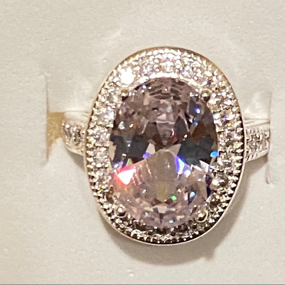 silver toned oval stone ring - Picture 2 of 4